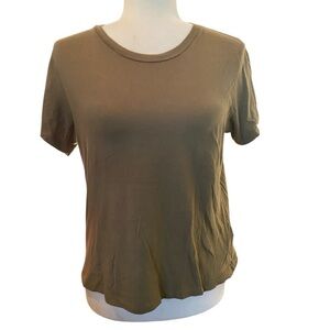 Agolde Womens Boxy Army Green Cotton T-Shirt